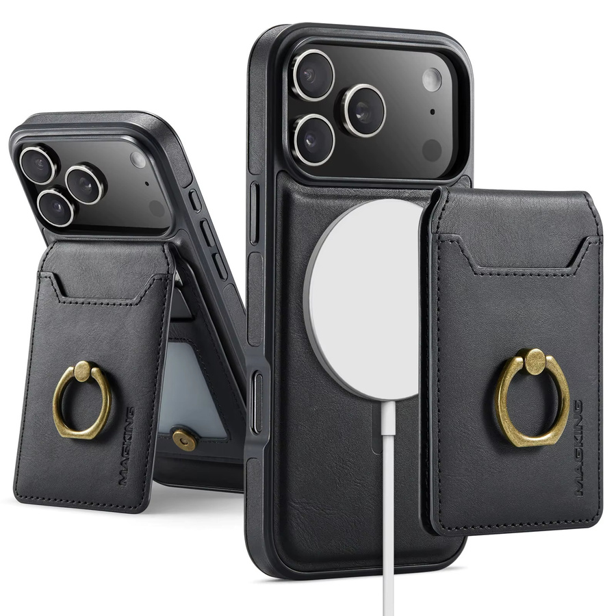 Aierkeba 2-in-1 Leder-Handyhülle für iPhone mit MagSafe-Kompatibilität, Kartenfach und Ring in Lila - Bild 2