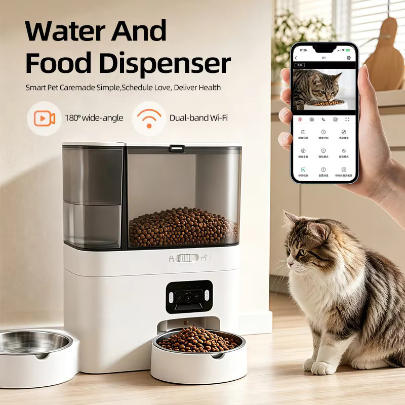 ZYfeeder Automatischer Futter- und Wasserspender für Haustiere mit Tuya App-Steuerung und Kamera, Weiß, 5l Futter und 3l Wasser mit Edelstahlschüssel - Bild 4