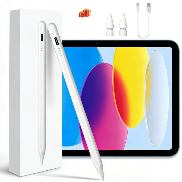 Apple Pencil Ersatz für iPad mit Handballenerkennung und Leistungsanzeige in Weiß für iPad Pro, Air und Mini - Bild 1