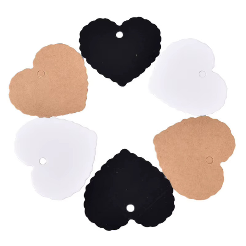 ZYF 100 Stück herzförmige Hängekarten aus Kraftpapier, blanko und handbeschreibbar, weiße Geschenkmarkierungsetiketten für DIY-Geschenkverpackungen - Bild 2