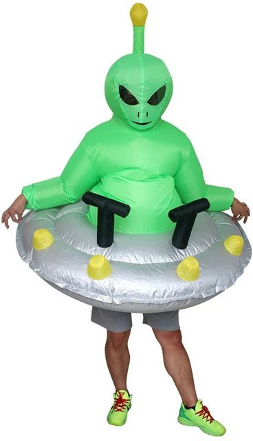 Hangchen Family Alien-Kostüm, Weltraum, Unisex, grün, bunt / mehrfarbig - Bild 1