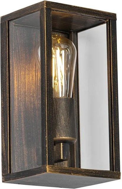 QAZQA Charlois Vintage Wandleuchte in AntikGold aus Aluminium und Glas, IP44 Außenleuchte für Garten und Außenbereich, E27, dimmbar - Bild 1