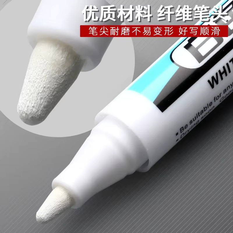 Weiße Permanent Marker Stifte mit Strichstärken von 0,7 mm, 1,0 mm und 2,5 mm für Holz, Kunststoff, Leder, Glas, Stein und Metall - Bild 3