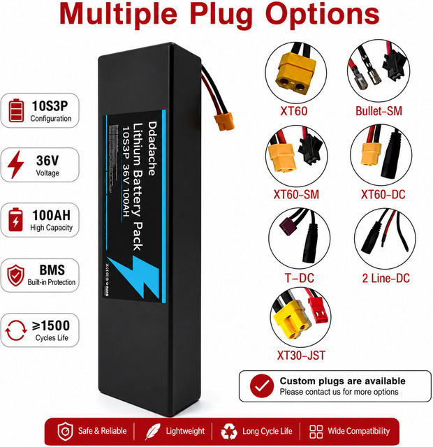 Hochleistungsfähiger 100000mAh 36V 10S3P 18650 Lithium-Akku mit 500W und integriertem BMS für KUGOO S1 S2 S3 Scooter, Schwarz - Bild 1