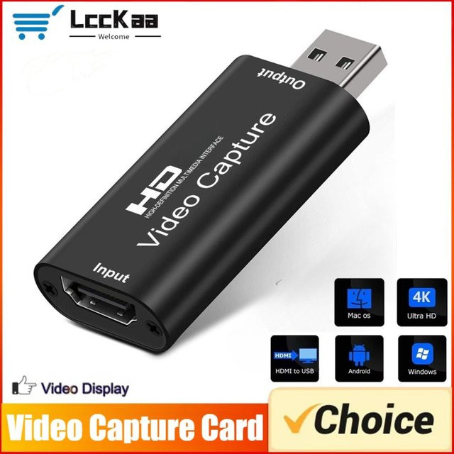 LccKaa USB Video Capture Card Full HD 1080P HDMI Game Grabber in Schwarz für PC und Live-Streaming - Bild 1