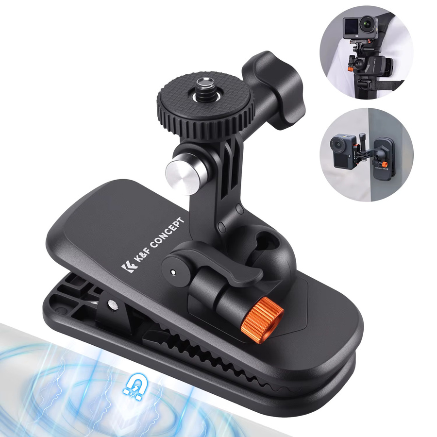 K&F CONCEPT Magnetische Rucksack-Clip-Halterung für DJI Osmo Action 5 Pro 4 3, GoPro Hero und Insta360 X5/4/3 mit 180 Grad Schwenkfunktion, Schwarz - Bild 7