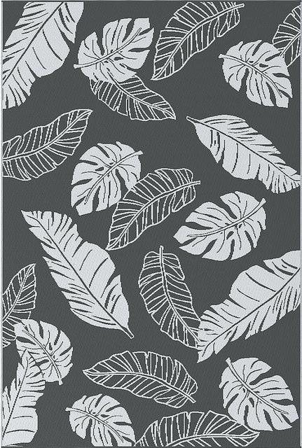 Outsunny Outdoor-Teppich aus Polypropylen wetterfest und UV-beständig, doppelseitiges Design für Balkon, Terrasse und Garten, Grau Weiß, B: 182 cm, L: 274 cm - Bild 1