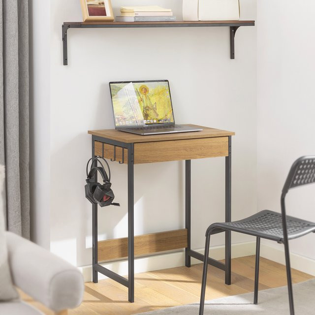 SoBuy Schreibtisch FWT43 in Natur mit einer Schublade und 2 Haken, B/T/H: 60 x 77 x 40 cm - Bild 1