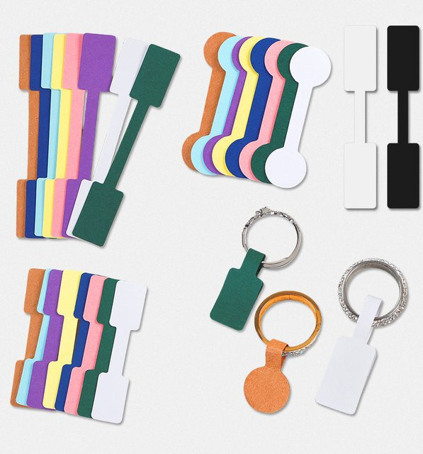 Selbstklebende Schmuck-Etiketten von TRYTRYSEE in 4 Größen und 2 Farben (Rosa und Schwarz) für Halsketten, Ohrringe und Armbänder - Bild 1