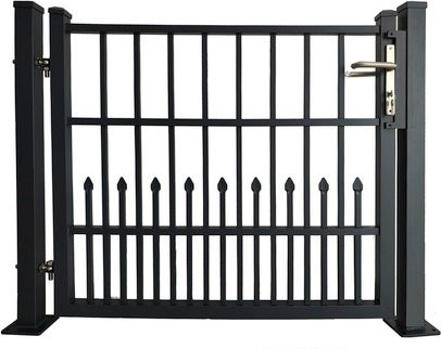 Aluminium Einzeltor Bremen mit Bodenplatte zum Aufdübeln, Breite: 120 cm, Höhe: 103 cm, Anthrazit/Schwarz - Bild 3