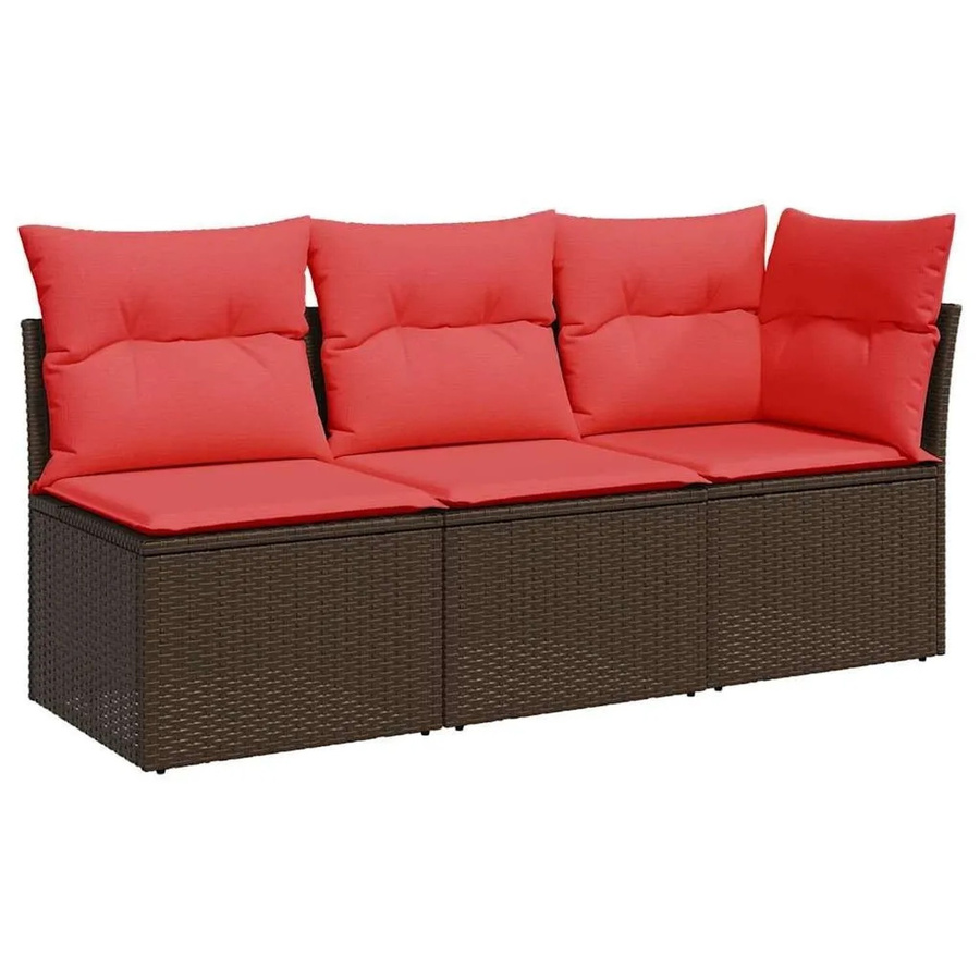 vidaXL Gartensofa 3-Sitzer aus braunem Poly-Rattan mit Polsterkissen und Metallrahmen - Bild 2