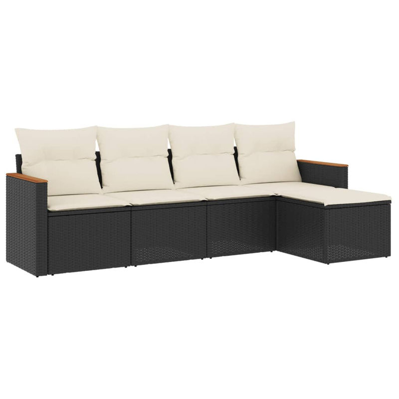 Vidaxl Garten-Sitzgruppe mit 5 Teilen aus schwarzem PE-Rattan und Metall inklusive Kissen im modernen Design - Bild 2
