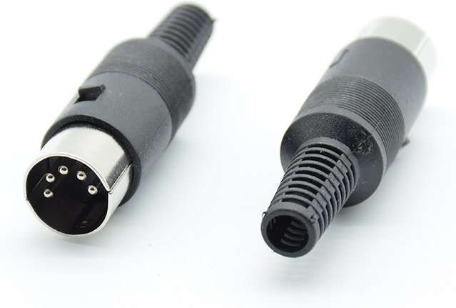 2 Stück 5-polige DIN-Stecker mit Kunststoffgriff und Kabelstecker in Schwarz - Bild 1