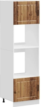 2er-Set vidaXL Herdumbauschränke Lucca in Altholz-Optik, Farbe Braun/Weiß, H x B x T: 207 x 60 x 57 cm