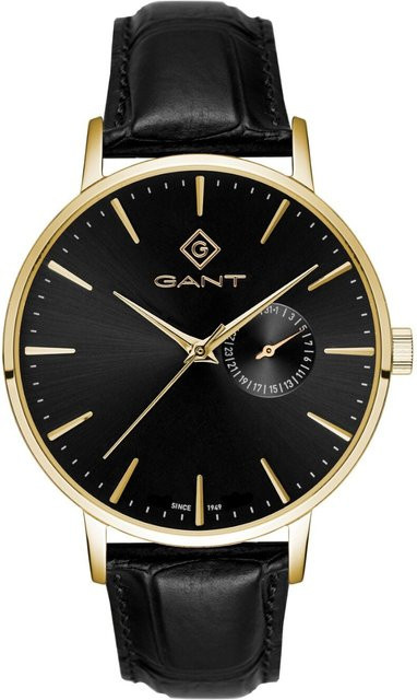 Gant Herrenuhr, Quarz, Edelstahl, 42 mm, Leder, Schwarz, 5 ATM - Bild 1