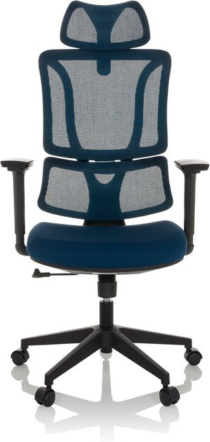 MyBuero Bürostuhl ERGOMY Drehstuhl mit Armlehnen in Blau aus Stoff und Netzstoff, höhenverstellbar - Bild 1
