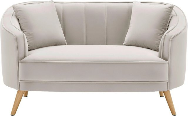Bessagi Home Sofa Hope in Creme mit Samtbezug und passenden Dekokissen - Bild 1