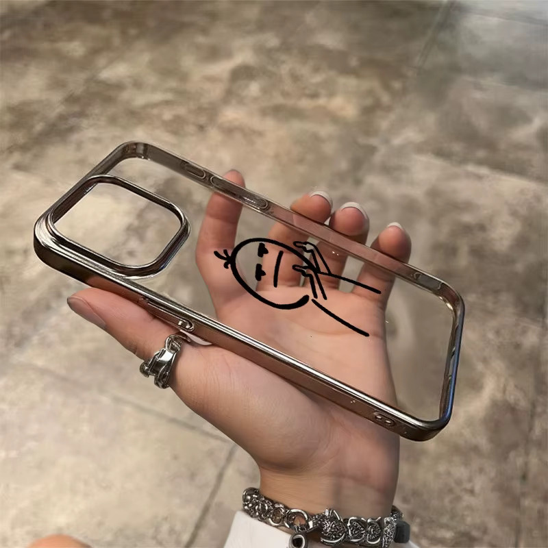Transparente Handyhülle mit Stick-Figur Motiv für iPhone 11 bis iPhone 17 Pro Max Plus und weitere Modelle - Bild 2