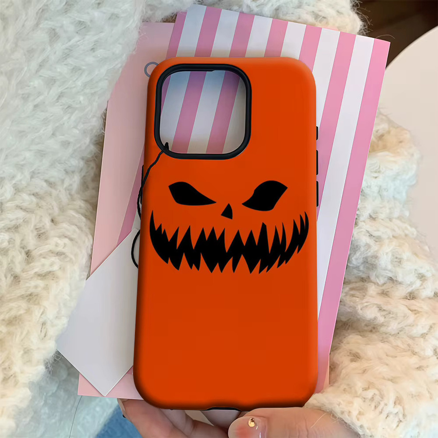 Halloween Evil Pumpkin Handyhülle für iPhone 17 16 15 14 13 12 11 Pro Max Plus mit doppelschichtiger Rückseite in Orange - Bild 4