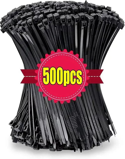 Selbstsichernde Nylon-Kabelbinder aus Kunststoff in Weiß, 100 Stück, B/L: 4 x 200 mm - Bild 1