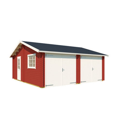 Lasita Maja Doppel-Holzgarage Falkland mit Holztor in Schwedenrot, B/T: 628,6 x 635 cm - Bild 3