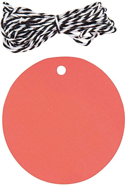 Rico Design Paper Poetry Geschenkanhänger rund in Neonrot mit Baumwollband, 20 Stück - Bild 1