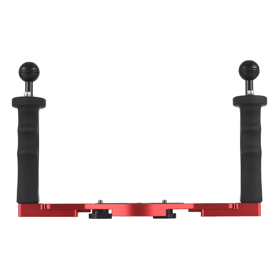 Dual Griff Kamera Tauchen Rig Handheld Unterwasser Tablett Stabilisator Kamera Gehäuse Halterung in Rot - Bild 2