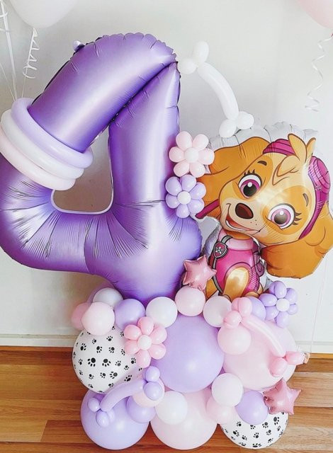 Paw Patrol Skye Ballon Set für Kinder Geburtstag Dekoration mit Aluminium und Latex Ballons - Bild 1