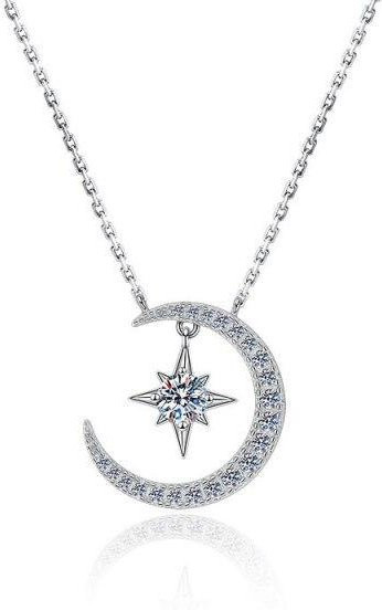 YIRAN Jewelry Halskette, 925 Silber, Moissanit, Diamant, Damen, 45cm - Bild 1