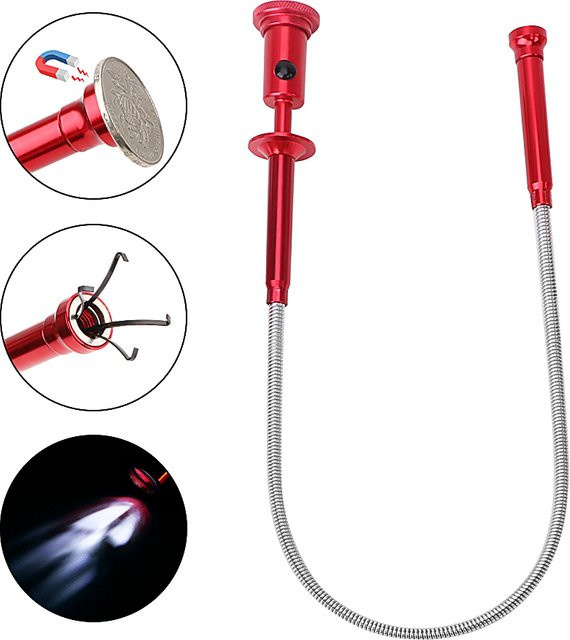 Magnetischer Greifer mit langem Federgriff, 4 Klauen und LED-Licht in Rot von NICEYARD - Bild 1