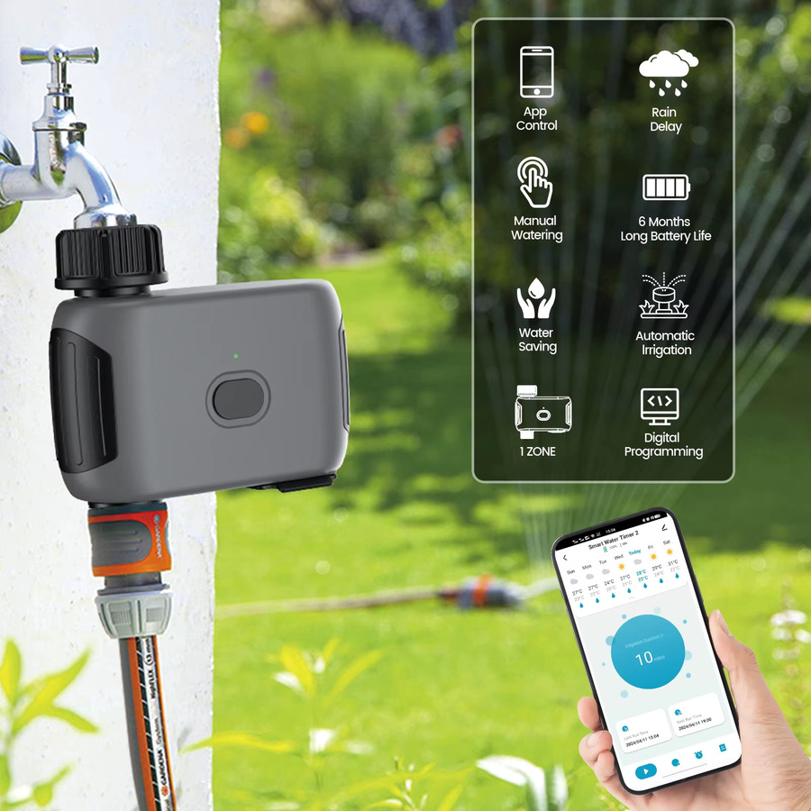 Insoma Wifi Sprinkler Timer Smart Bewässerungssystem mit App-Fernsteuerung für Garten und Rasen, Grau - Bild 2