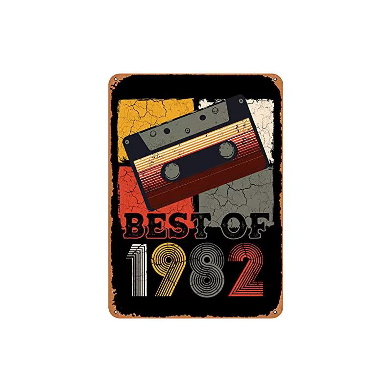 Dsydec Metallschild Best of 1982 im Vintage-Look, Mehrfarbiges Retro-Geburtstags-Wandschild, B/H: 20 x 20 cm - Bild 2