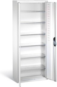 C+P Magazinschrank aus Stahl mit 6 Böden und Türen in Lichtgrau, H: 169 cm, B: 70 cm, T: 30 cm - Bild 1