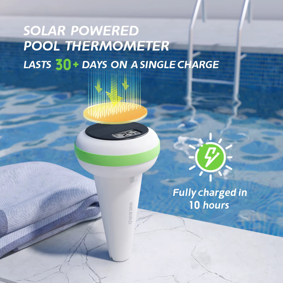 Inkbird IBS-P03R Solar Wireless Pool-Thermometer mit Empfänger, digitales Temperaturmessgerät für Whirlpools und Spas, Weiß - Bild 2
