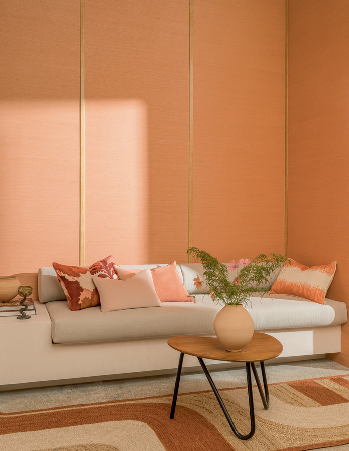 Élitis Sisal Teppich RM 1069 57 in Pink mit modernem Streifenmuster - Bild 1