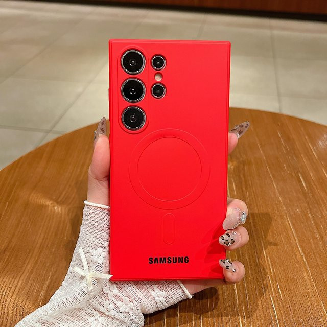 MagSafe Magnetisches Flüssigsilikon Case für Samsung Galaxy S26 S25 S24 S23 S22 Ultra Plus S21 FE in Rot - Bild 1