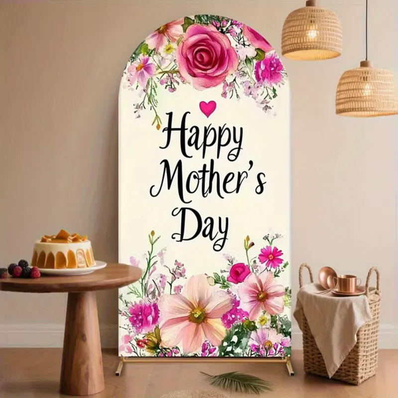 VIKAMA Aquarell-Rosen-Hintergrund mit floralem Design in Weiß für Muttertag und Familienfeiern, B: 120 cm, H: 50 cm, T: 50 cm - Bild 2