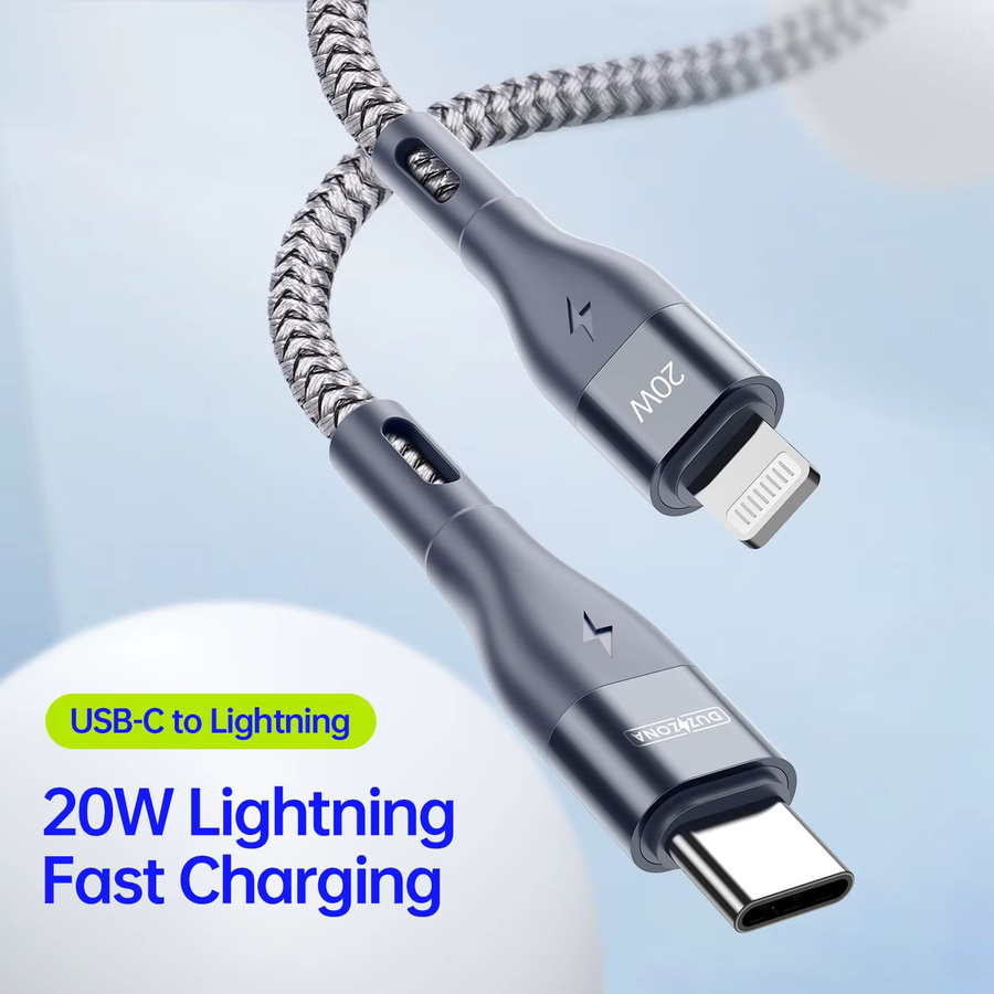 DUZZONA USB-C auf Lightning Kabel, 20 W PD, Grau - Bild 2