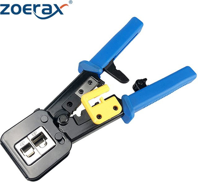 ZoeRax RJ45 Crimper Handnetzwerkwerkzeug Set in Blau für Cat6/5e/5 Kabel mit Abisolier- und Pressfunktion - Bild 1