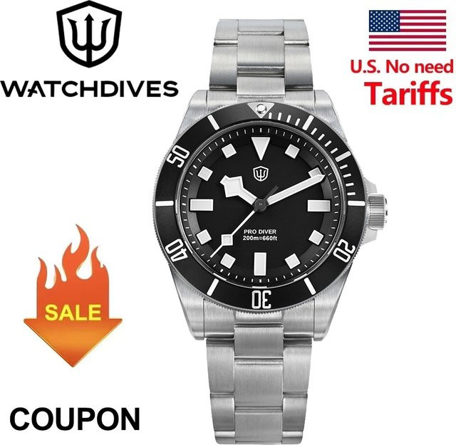 Watchdives Armbanduhr Edelstahl, Quarzwerk, Saphirglas, 20 ATM, Herren - Bild 1