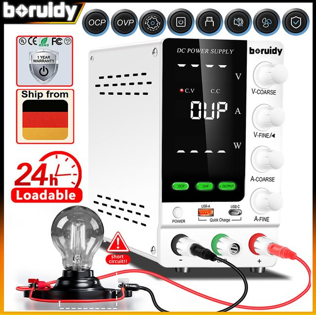 Boruidy Labornetzteil Einstellbar 30 V 10 A DC-Schaltnetzteil mit OCP/OVP, Encoder-Steuerung und USB-A/Typ-C Anschlüssen - Bild 1