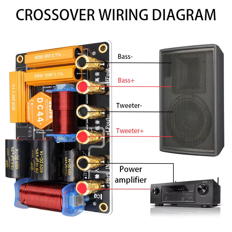 WMAT Passiver Zwei-Wege-Crossover-Frequenzteiler 550 W für 10–12 Zoll Woofer und 34–51 mm Hochtöner 2000 Hz in Multicolour - Bild 5