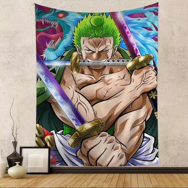 Bandai One Piece Roronoa Zoro Wandteppich im Tarot-Stil, Mehrfarbig, Textil Wanddeko - Bild 1