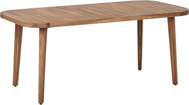 Beliani Gartentisch PARAGGI aus Akazienholz und Metall in Heller Holzfarbe, B/T/H: 180 x 90 x 77 cm - Bild 1