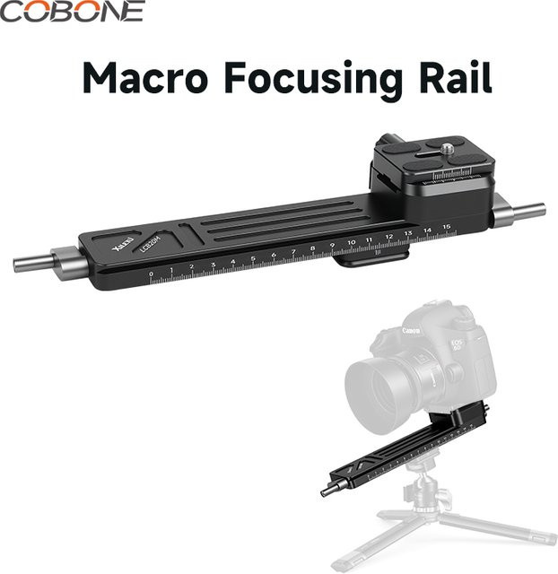 COBONE XILETU Schnellspanner-Makro-Fokussierungsschieber für DSLR-Kameras in Schwarz für Nahaufnahmen und Zeitraffer mit 5 kg Traglast - Bild 1
