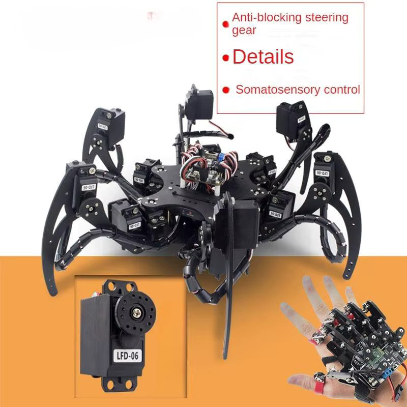 FutureTrace Aluminium Hexapod Spider Roboter Rahmen Kit, Metall, Silber, Schwarz - Bild 4
