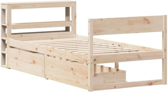 vidaXL Massivholzbett aus Kiefer in rustikalem Design, unbehandelt, B/T/H: 80–90 x 190/200 cm - Bild 1