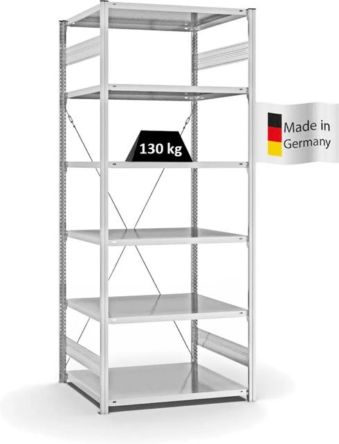 PROREGAL Fachbodenregal Stecksystem T-Profil Light-Duty in Lichtgrau mit 6 Ebenen, H x B x T: 250 x 100 x 80 cm - Bild 1