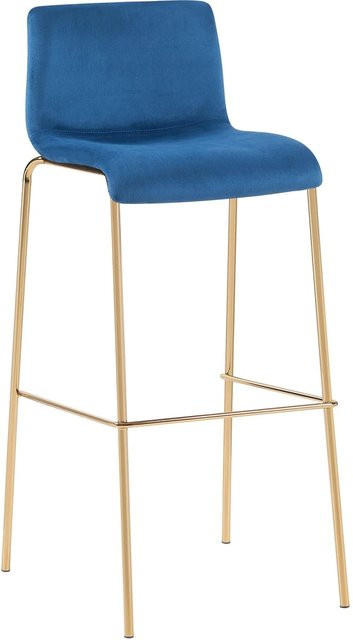 DELUKE Barhocker TENAR Samt Blau mit Goldgestell, B/T/H: 43 x 48 x 100 cm - Bild 1