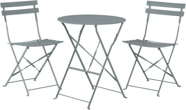 Beliani Bistro Set Grau aus Metall für Garten, Balkon und Terrasse, B/T/H: 60 x 60 x 80 cm - Bild 1